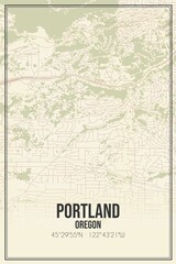 Obraz premium Retro US city map of Portland, Oregon. Vintage street map.