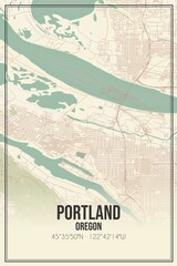 Retro US city map of Portland, Oregon. Vintage street map.