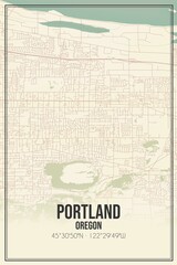 Retro US city map of Portland, Oregon. Vintage street map.