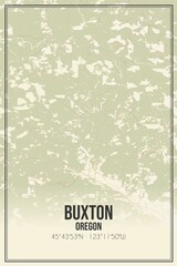 Retro US city map of Buxton, Oregon. Vintage street map.