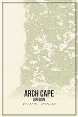 Retro US city map of Arch Cape, Oregon. Vintage street map.