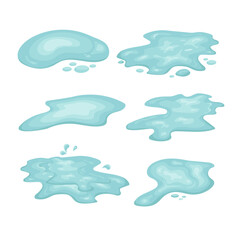 Puddles, drops, splashes. Vector set. Design elements