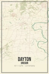 Retro US city map of Dayton, Oregon. Vintage street map.