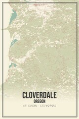 Retro US city map of Cloverdale, Oregon. Vintage street map.