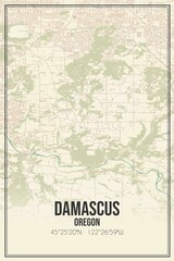 Retro US city map of Damascus, Oregon. Vintage street map.