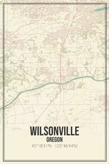 Retro US city map of Wilsonville, Oregon. Vintage street map.
