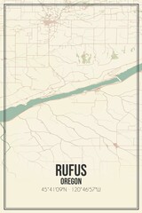 Retro US city map of Rufus, Oregon. Vintage street map.