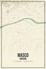 Fototapeta premium Retro US city map of Wasco, Oregon. Vintage street map.