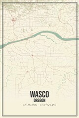 Retro US city map of Wasco, Oregon. Vintage street map.