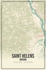 Retro US city map of Saint Helens, Oregon. Vintage street map.