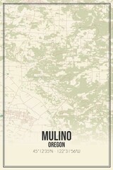 Retro US city map of Mulino, Oregon. Vintage street map.