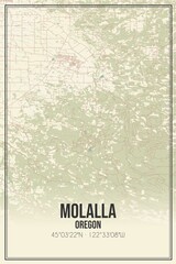 Retro US city map of Molalla, Oregon. Vintage street map.