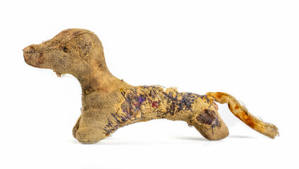 dog, very old broken toy