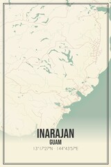 Retro US city map of Inarajan, Guam. Vintage street map.