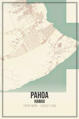Retro US city map of Pahoa, Hawaii. Vintage street map.