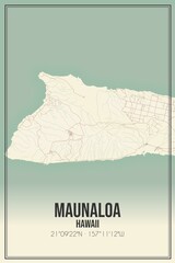 Retro US city map of Maunaloa, Hawaii. Vintage street map.
