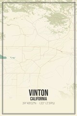 Fototapeta premium Retro US city map of Vinton, California. Vintage street map.