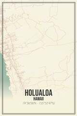 Retro US city map of Holualoa, Hawaii. Vintage street map.