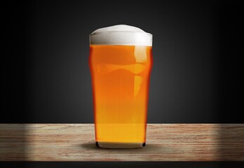Big glass of alcohol cold beer