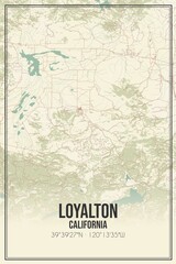 Retro US city map of Loyalton, California. Vintage street map.