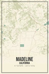 Retro US city map of Madeline, California. Vintage street map.