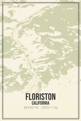 Retro US city map of Floriston, California. Vintage street map.