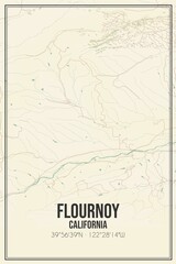 Retro US city map of Flournoy, California. Vintage street map.