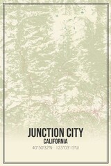 Retro US city map of Junction City, California. Vintage street map.