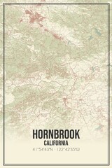 Retro US city map of Hornbrook, California. Vintage street map.