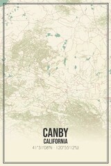 Retro US city map of Canby, California. Vintage street map.