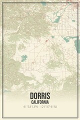 Retro US city map of Dorris, California. Vintage street map.