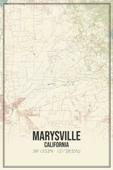 Fototapeta premium Retro US city map of Marysville, California. Vintage street map.