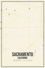 Retro US city map of Sacramento, California. Vintage street map.