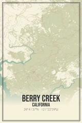 Retro US city map of Berry Creek, California. Vintage street map.