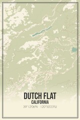 Retro US city map of Dutch Flat, California. Vintage street map.