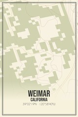Retro US city map of Weimar, California. Vintage street map.