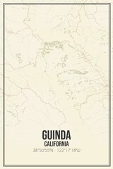 Retro US city map of Guinda, California. Vintage street map.