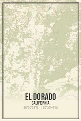 Retro US city map of El Dorado, California. Vintage street map.