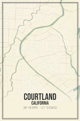 Fototapeta premium Retro US city map of Courtland, California. Vintage street map.