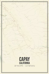 Retro US city map of Capay, California. Vintage street map.
