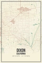 Retro US city map of Dixon, California. Vintage street map.