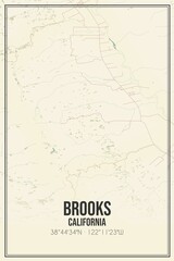 Retro US city map of Brooks, California. Vintage street map.