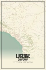 Retro US city map of Lucerne, California. Vintage street map.