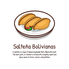 Salte&ntilde;as Bolivian traditional snack Hand Pies Filled With Chicken Stew