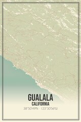 Retro US city map of Gualala, California. Vintage street map.