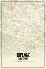 Retro US city map of Hopland, California. Vintage street map.