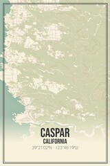 Retro US city map of Caspar, California. Vintage street map.