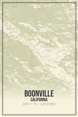 Retro US city map of Boonville, California. Vintage street map.