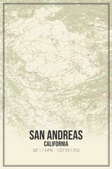 Retro US city map of San Andreas, California. Vintage street map.