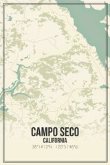 Retro US city map of Campo Seco, California. Vintage street map.